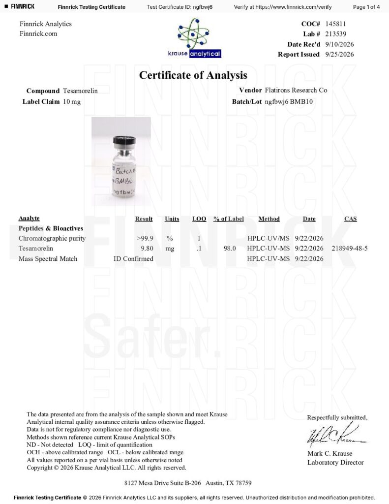 Certificate of Analysis PDF first page