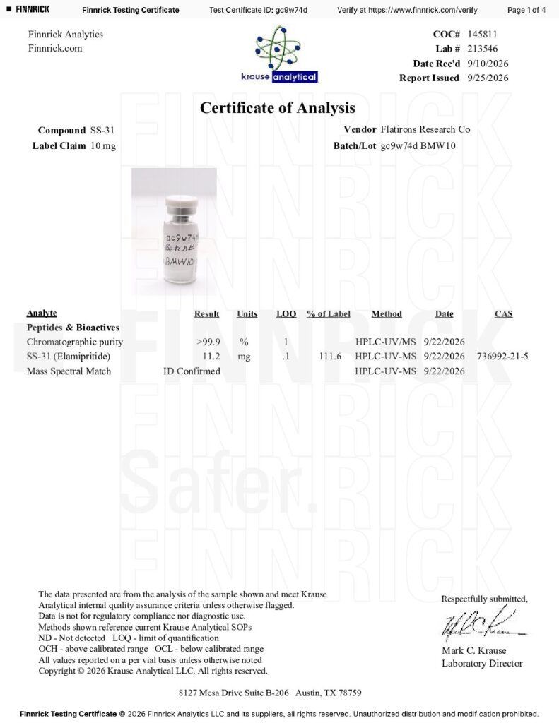 Certificate of Analysis PDF first page