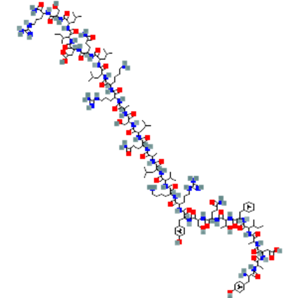 2D molecular structure of the CJC-1295 no DAC research peptide
